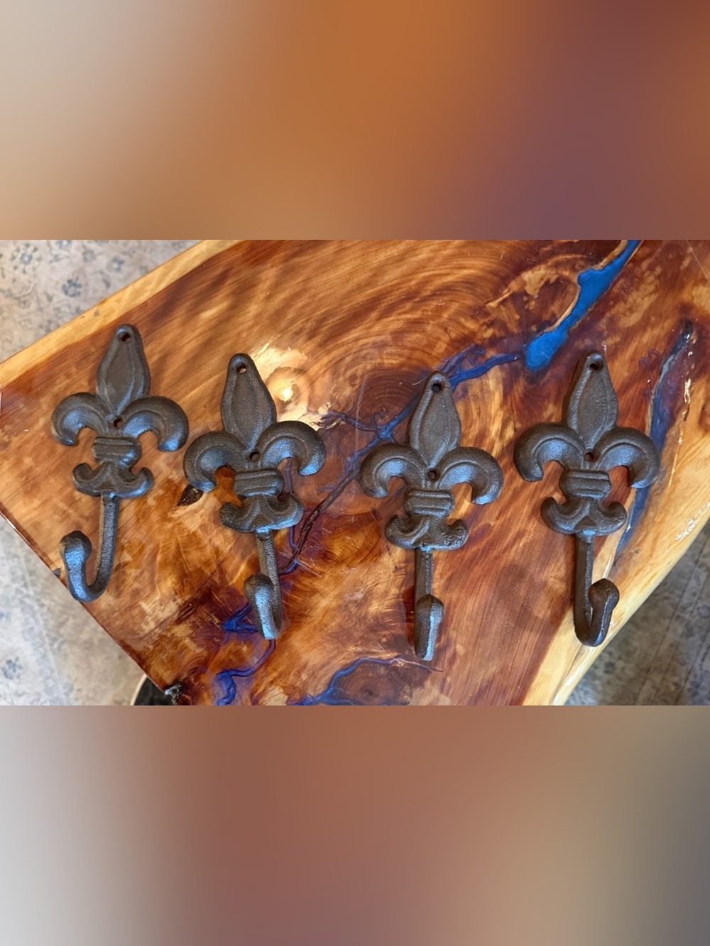 Large Cast Iron Fleur-de-Lis Cast Iron (indoor/ outdoor Wall Hooks - Bronze